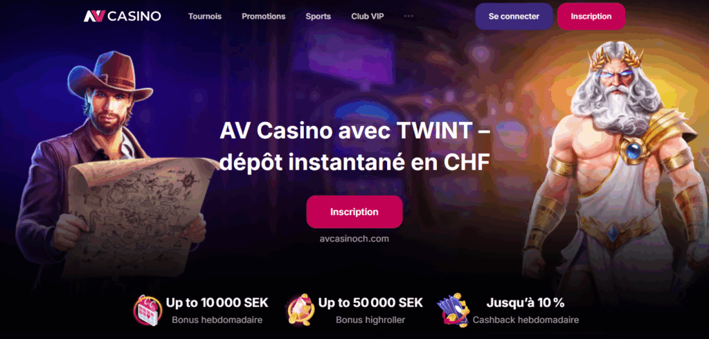 AV Casino avec TWINT – dépôt instantané en CHF
