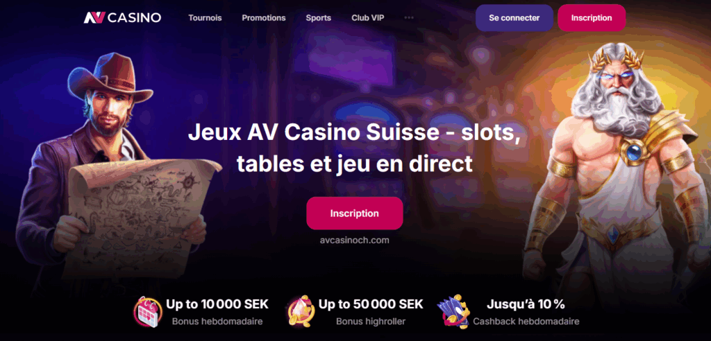 Jeux AV Casino Suisse - slots, tables et jeu en direct